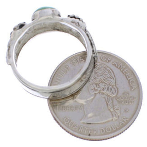 Southwest Sterling Silver Turquoise Flower Ring Size 5-3/4 TX28119