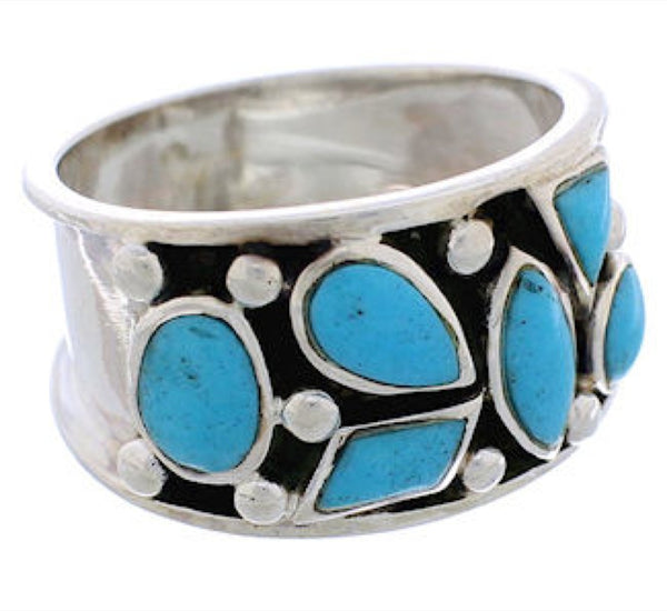 Genuine Sterling Silver Turquoise Jewelry Ring Size 8-1/4 TX28150