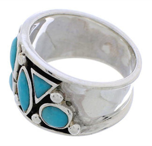 Southwestern Genuine Sterling Silver Turquoise Ring Size 6-3/4 TX28269