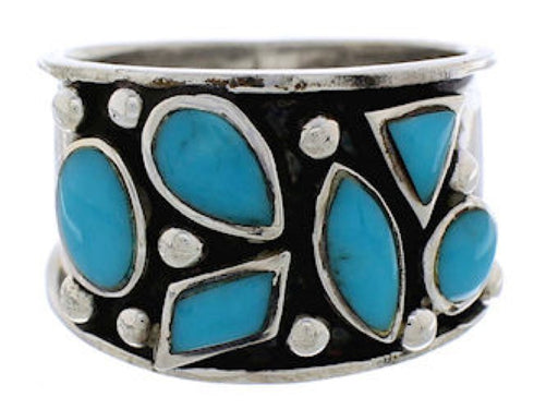 Southwestern Sterling Silver Turquoise Ring Size 8-3/4 TX28322