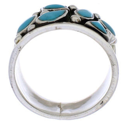 Southwestern Sterling Silver Turquoise Ring Size 8-3/4 TX28322