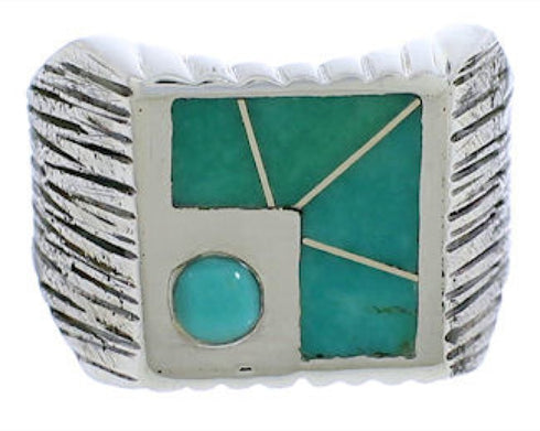 Southwestern Sterling Silver And Turquoise Ring Size 9-1/2 UX33223