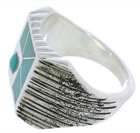 Silver And Turquoise Southwestern Ring Size 8-3/4 UX33218
