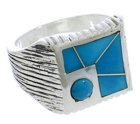 Genuine Silver And Turquoise Southwest Ring Size 8-3/4 UX33231