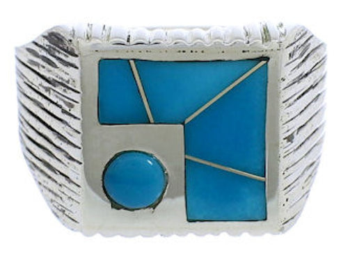 Genuine Silver And Turquoise Southwest Ring Size 8-3/4 UX33231