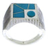 Silver Southwest Turquoise Inlay Ring Size 13 UX33241