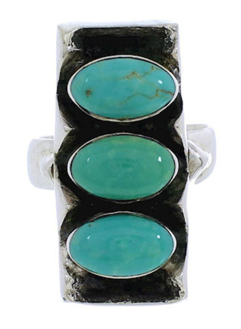 Authentic Sterling Silver Southwest Turquoise Ring Size 8-1/2 UX33300