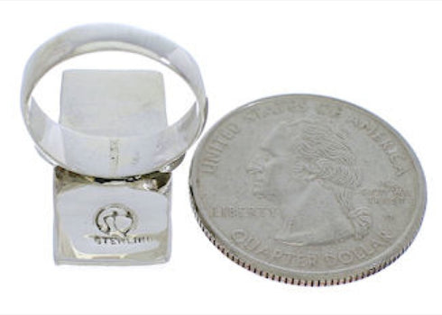 Southwestern Sterling Silver And Turquoise Ring Size 6 UX33296