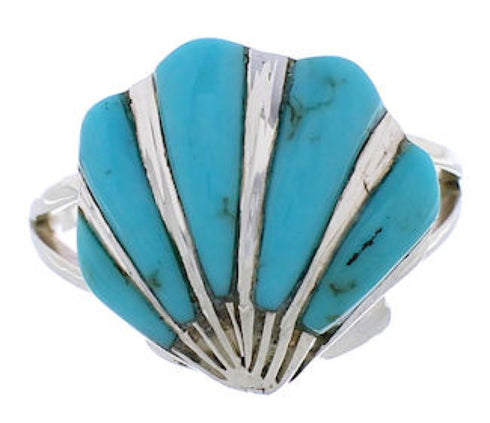 Turquoise Seashell Silver Ring Size 5 FX22318