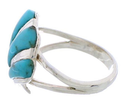 Southwest Silver Turquoise Seashell Ring Size 4-3/4 FX22323