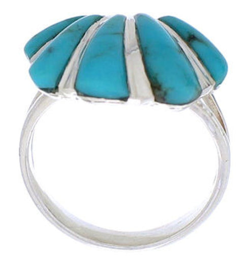 Southwest Silver Turquoise Seashell Ring Size 4-3/4 FX22323