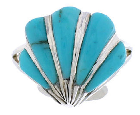 Seashell Jewelry Silver Turquoise Ring Size 8-1/2 FX22332