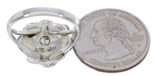 Seashell Jewelry Genuine Silver Turquoise Ring Size 4-3/4 FX22336