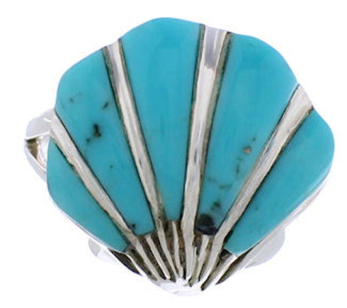Turquoise Southwest Seashell Sterling Silver Ring Size 6-1/2 FX22361