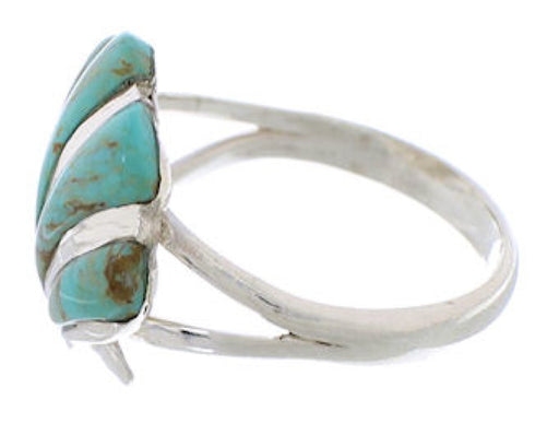 Turquoise Southwest Seashell Silver Ring Size 6-1/2 FX22362