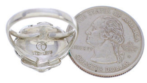 Turquoise Southwest Seashell Silver Ring Size 6-1/2 FX22362