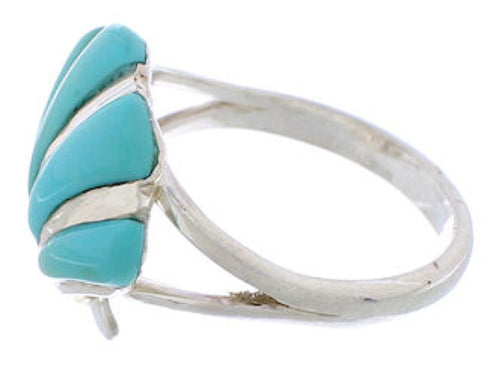 Southwestern Jewelry Seashell Turquoise Silver Ring Size 6-1/4 FX22369
