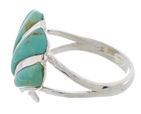 Sterling Silver Seashell Jewelry Turquoise Ring Size 8-3/4 FX22372