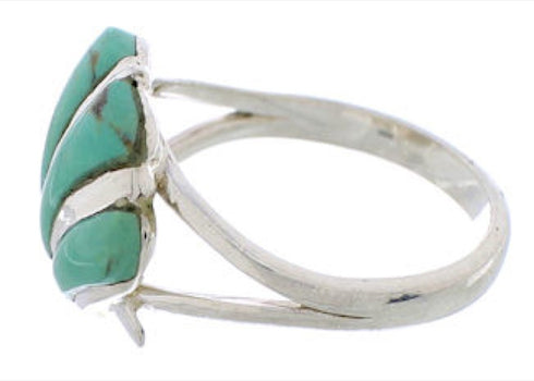 Sterling Silver Southwest Seashell Turquoise Ring Size 7-3/4 FX22374