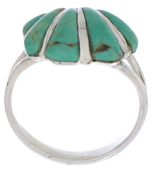 Sterling Silver Southwest Seashell Turquoise Ring Size 7-3/4 FX22374