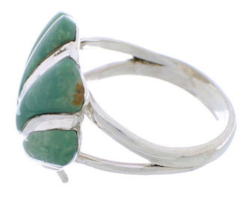 Southwest Turquoise Inlay Silver Seashell Ring Size 4-3/4 FX22380