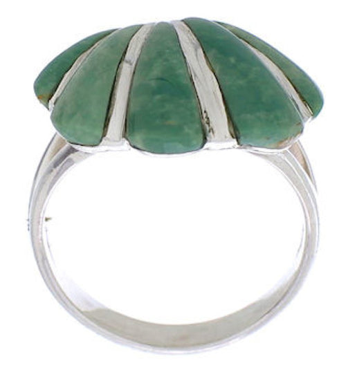 Southwest Turquoise Inlay Silver Seashell Ring Size 4-3/4 FX22380