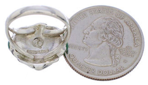 Southwest Turquoise Inlay Silver Seashell Ring Size 4-3/4 FX22380