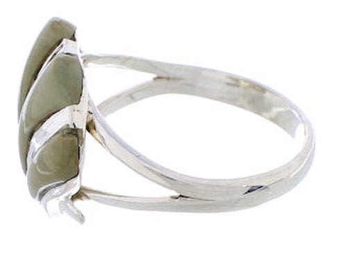 Seashell Silver Turquoise Inlay Ring Size 7-1/2 FX22385