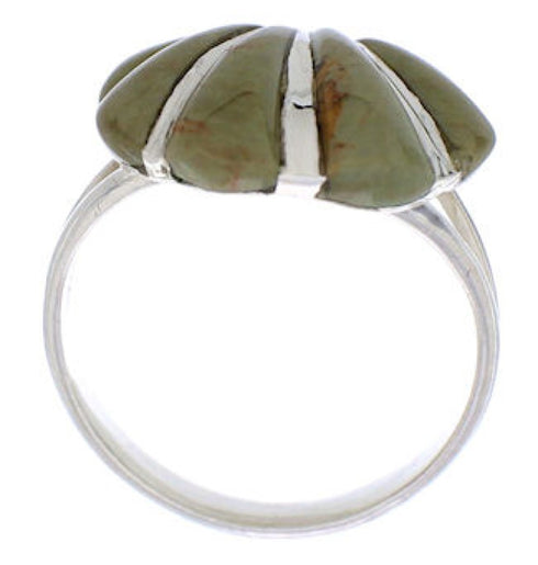 Seashell Silver Turquoise Inlay Ring Size 7-1/2 FX22385
