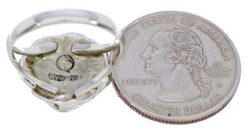 Seashell Silver Turquoise Inlay Ring Size 7-1/2 FX22385