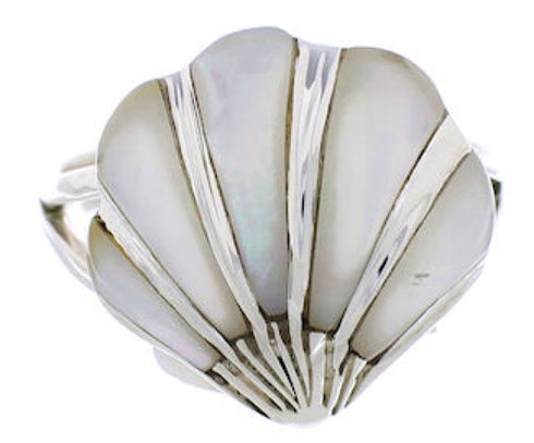 Sterling Silver Jewelry Mother Of Pearl Seashell Ring Size 5 FX22307