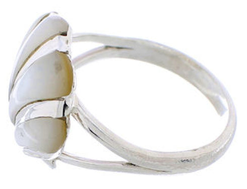 Silver Mother Of Pearl Southwest Seashell Ring Size 4-3/4 FX22312
