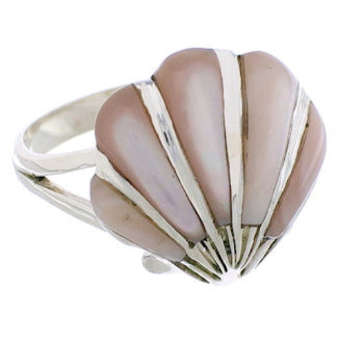 Pink Shell Southwest Seashell Sterling Silver Ring Size 8-3/4 FX22359