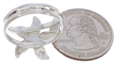 Turquoise Silver Flower Ring Size 8-1/2 FX22213