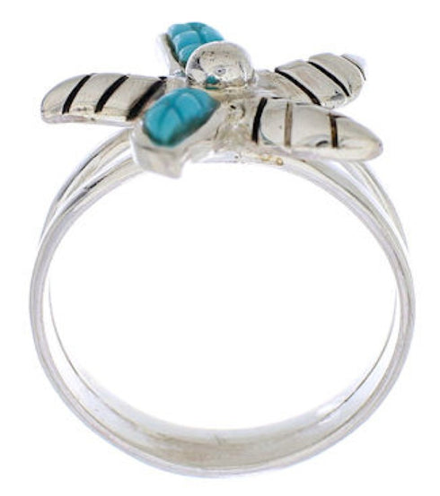 Flower Southwest Turquoise Sterling Silver Ring Size 7-3/4 FX22236