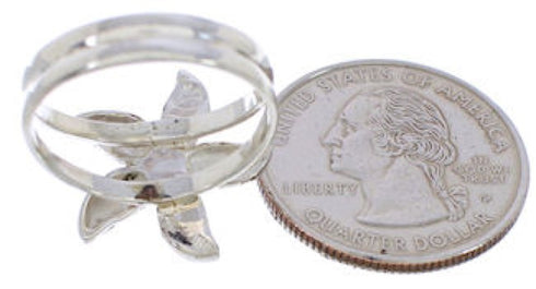 Flower Turquoise Silver Ring Size 6-1/4 FX22232