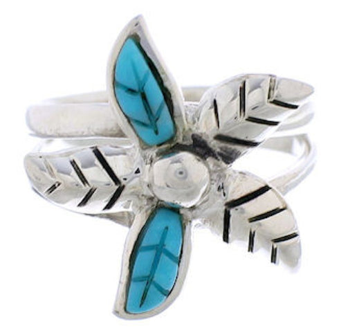 Turquoise Sterling Silver Flower Ring Size 6 FX22247