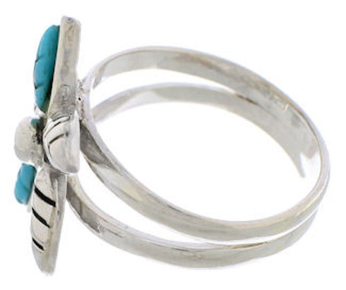 Turquoise Sterling Silver Flower Ring Size 6 FX22247
