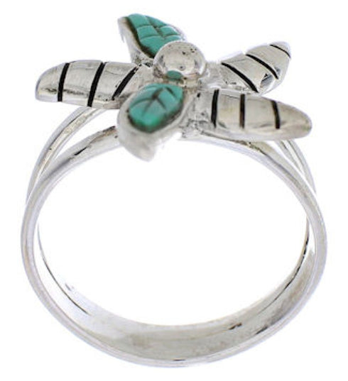 Silver Flower Turquoise Ring Size 7-1/4 FX22251