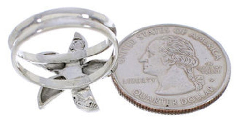 Silver Flower Turquoise Ring Size 7-1/4 FX22251