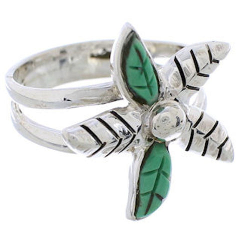 Silver Southwest Flower Turquoise Ring Size 6-1/2 FX22253