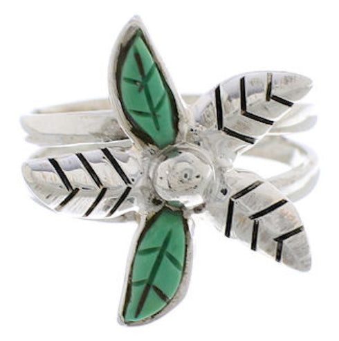 Silver Southwest Flower Turquoise Ring Size 6-1/2 FX22253