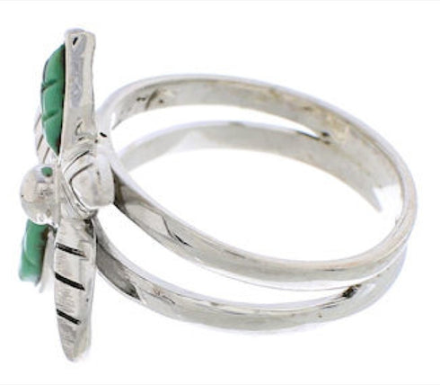 Silver Southwest Flower Turquoise Ring Size 6-1/2 FX22253