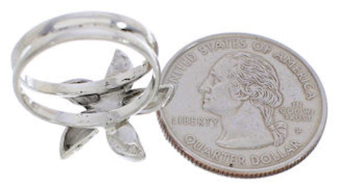 Silver Southwest Flower Turquoise Ring Size 6-1/2 FX22253