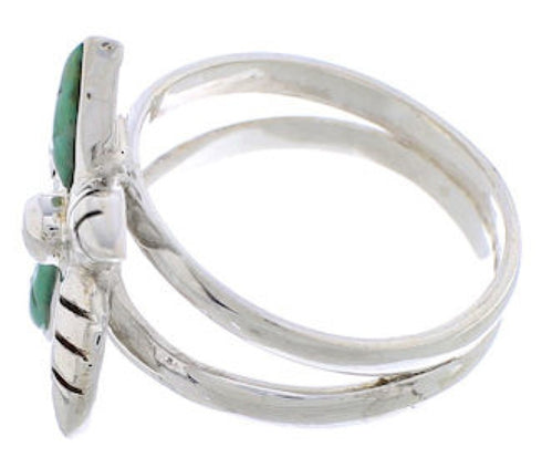 Southwestern Flower Turquoise Sterling Silver Ring Size 8-1/4 FX22280