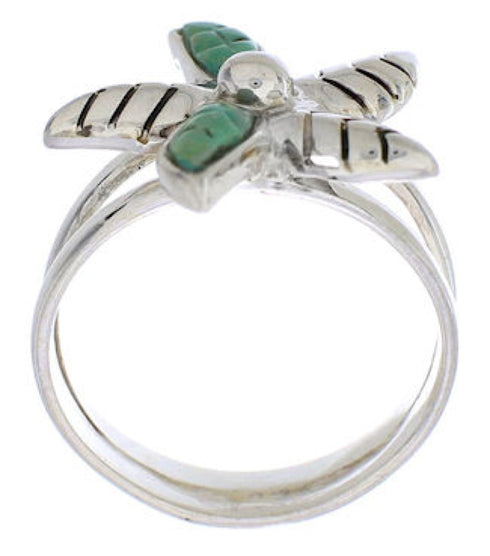 Southwestern Flower Turquoise Sterling Silver Ring Size 8-1/4 FX22280
