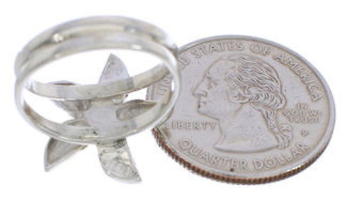 Flower Turquoise Authentic Silver Ring Size 5-1/4 FX22282