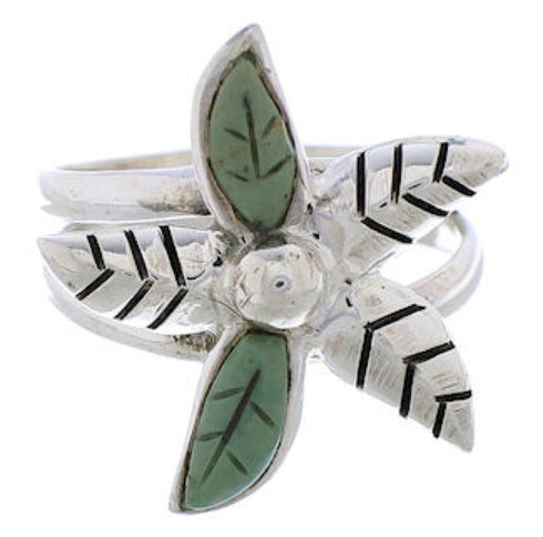 Turquoise Flower Silver Southwest Ring Size 5-1/2 FX22284