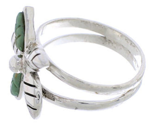 Turquoise Flower Jewelry Silver Ring Size 7-3/4 FX22289