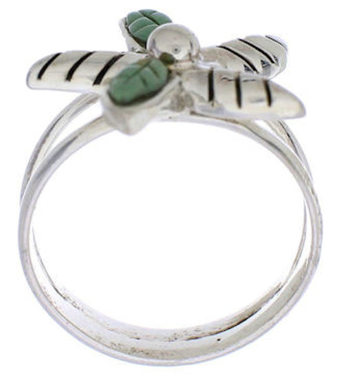 Turquoise Flower Jewelry Silver Ring Size 7-3/4 FX22289